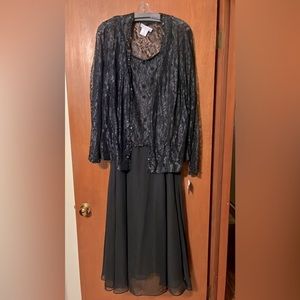 NWT, Roaman’s black formal dress with lace cardigan - women’s 22.